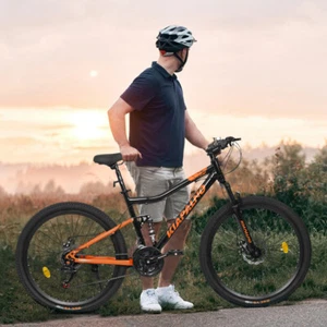 26 Inch Mountain Bike 21-Speeds Steel Frame Disc Brakes Men Women Sport Bicycles - Picture 1 of 8
