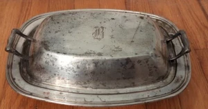 Gotham Silver Over/On Copper 11.25"x8" Momogrammed "B" Covered Dish Shows Age - Picture 1 of 5
