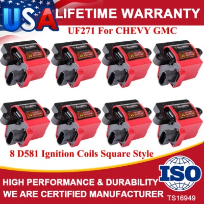 Paquete de 8 bobinas de encendido cuadradas para Chevy Silverado 1500 GMC Yukon 4,8/5,3/6,0/8,1 L Foto 1 de 4