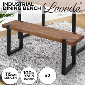 Levede 2x Dining Bench Chairs Wooden Seat Kitchen Outdoor Garden Patio 115CM - Picture 1 of 10