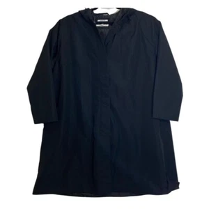 AVA & VIV Cotton Hooded Long Sleeve Water Resistant Rain Coat Jacket Black 2X - Picture 1 of 16