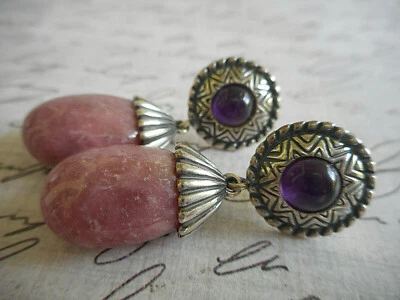 Pendientes colgantes oxidados de amatista rodonita de pollack Carolyn de ley 25-F71 Foto 1 de 4