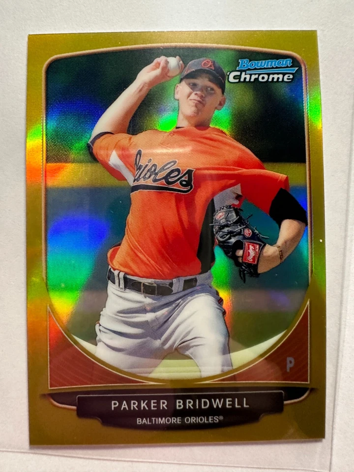 K52,849 - 2013 Bowman Chrome Mini Gold Refractors #91 Parker Bridwell #/50 - Image 1 of 1