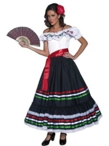 Ladies Mexican/Spanish/Day Of The Dead Sexy Senorita Fancy Dress Costume - Picture 1 of 3