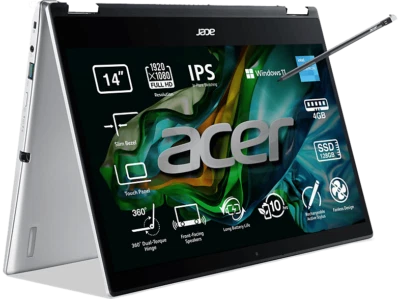 Convertible 2 en 1 - Acer SP114-31N, 14" Full HD, Intel® Celeron® N5100, 4GB RAM - Imagen 1 de 4