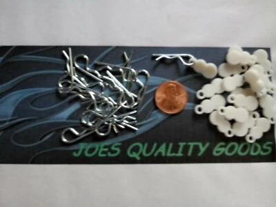 30 1/10TH SCALE RC CAR BODY CLIP PIN WHITE PULL TABS 30 CLIPS INCLUDED - Image 1 of 4