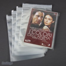 100 Buste per DVD con custodia in ppl trasparente lucido con chiusura adesiva
