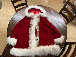 Custom DEEP RED RICH PLUSH VELVET CHRISTMAS XMAS COSTUME SANTA CLAUS Jacket suit - Picture 1 of 13