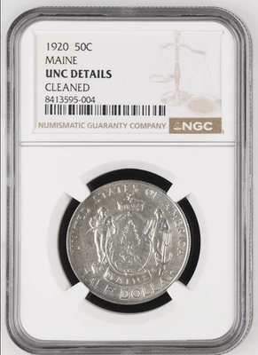 1920 Maine Commemorative Half Dollar - NGC UNC Details (cleaned)  - Image 1 of 2