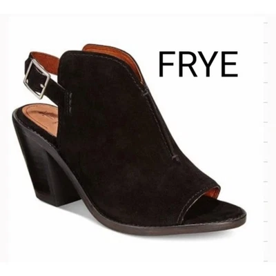 Frye Courtney Slingback Peep Toe Suede Shortie Bootie Black Women's Size 9.5 - Image 1 of 4