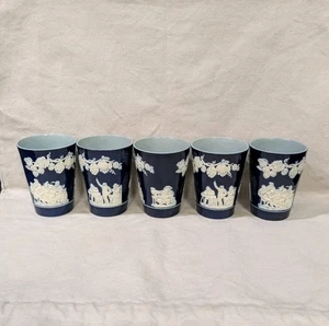 Lot de 5 béchers/tasses Copeland Spode Cobalt Sprigware scène pub - Photo 1/8
