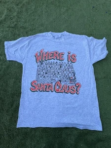 Vintage Where Is Santa Claus Shirt Mens Large Christmas Graphic Tee Funny 90s - Picture 1 of 9