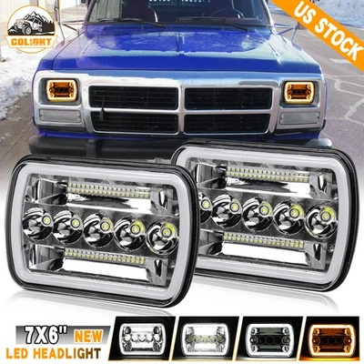 Faro LED cromado Hi-Lo DRL señal de giro Fit Dodge D100 D150 D250 D350 1981-93 Foto 1 de 4