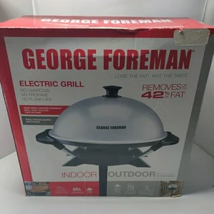 George Foreman Silver 12+ Servings Upto 15 Indoor/Outdoor Electric Grill 200in - Picture 1 of 4
