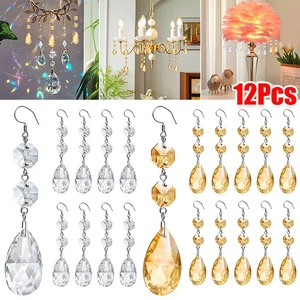 12x Artificial Crystal Octagonal Beads Hanging Pendants Wedding Lampshade Decor - Picture 1 of 27