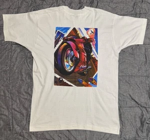 VINTAGE 1990S KAWASAKI MOTORRAD T-SHIRT HERREN XL SINGLE STITCH FOTL WHITE NINJA - Bild 1 von 8