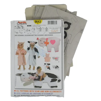 Burda 9643 Child BathRobe Wash Mitt Blanket Plush Pattern Size 9m-3T Uncut - Image 1 of 4