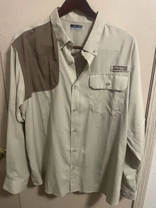 Columbia PFG Herren XL hellbraun PFG Angeln Langarm belüftet Schießstil Hemd - Bild 1 von 6