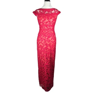 Tadashi Shoji Dress 6P Petite Embroidered Banded Lace Column Gown Formal Evening - Picture 1 of 13