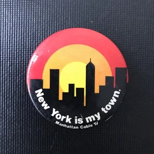 vintage 1980s 2 1/4" New York Is My Town Manhattan Cable Company pin NYC - Picture 1 of 2