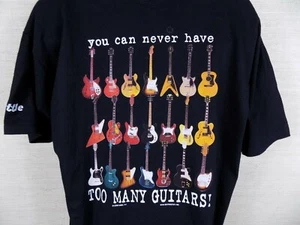  Grunge Rock Graphic T Shirt Black Guitar Print 00s Y2k Double Sided  - Picture 1 of 8
