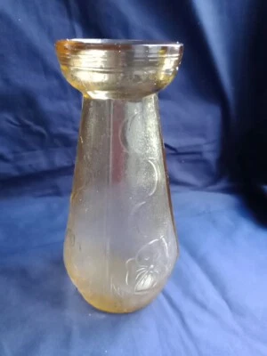 ancien Vase à bulbes Jacinthe en verre moulé pressé  jaune Déco Jardin - Photo 1/4