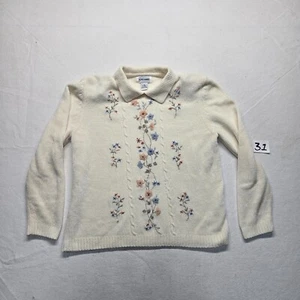 Alfred Dunner Elfenbein Blumen Blumen Langarm Pullover Erwachsene Damen M Medium - Bild 1 von 7