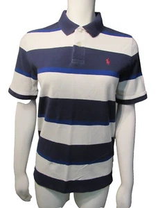 Polo Ralph Lauren Boy’s 100% Cotton Stripe Golf Polo Shirt Blue XL 18/20 Youth - Picture 1 of 6