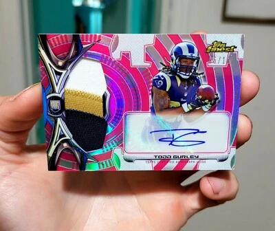 2015 Todd Gurley Rookie 5/10 Topps Finest Pink Refractor Relic Auto RRAP-TG - Image 1 of 4