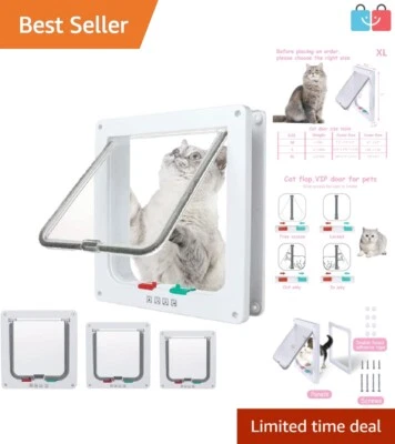 Weather-Resistant Cat Door with 4-Way Locking and Noise Reduction – X-Large Size - Image 1 of 4