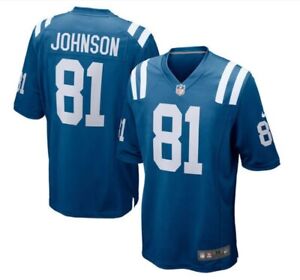 Nike Men's Johnson #81 Indianapolis Colts Short Sleeve Game Jersey, Blue, XL