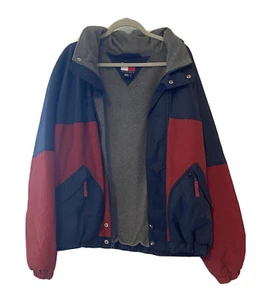 Vintage Tommy Hilfiger Coat Fleece Lined Men's L Red White & Blue RN77806 - Picture 1 of 10