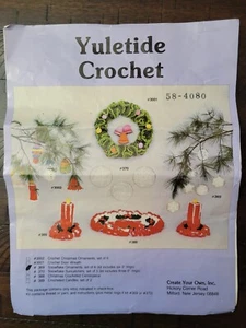 Juego de 6 adornos de copo de nieve vintage de ganchillo Yuletide #369 - Imagen 1 de 5