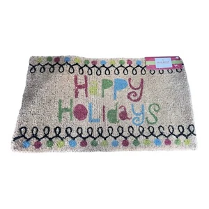HAPPY HOLIDAYS Lights Welcome Christmas Door Mat Coir 30" x 18" Outdoor Rug~NEW - Picture 1 of 1
