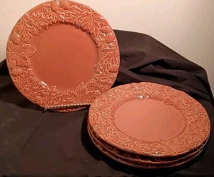 Set Of 4 JCP Chris Madden 11" Dinner Plates Maple Leaf Design -Rust Colored - Picture 1 of 3