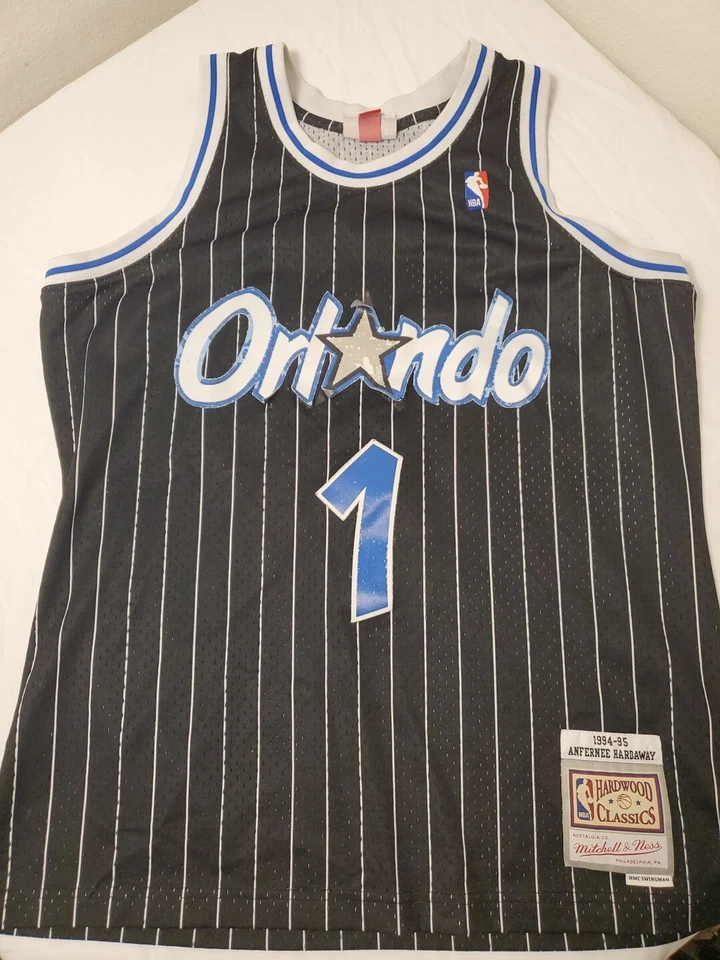 Camiseta deportiva a rayas vintage Orlando Magic Penny Hardaway #1 del equipo Nike de la década de 1990 talla L Foto 1 de 4