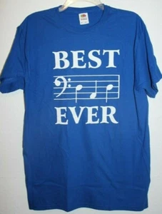 Best DAD Ever- Music Notes- Blue- Medium T-Shirt - Picture 1 of 4