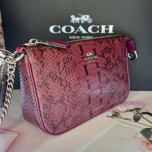 Coach Nolita Braccialetto 19 in Pelle Esotica Goffrata Stile 64712 Prugna Chiara