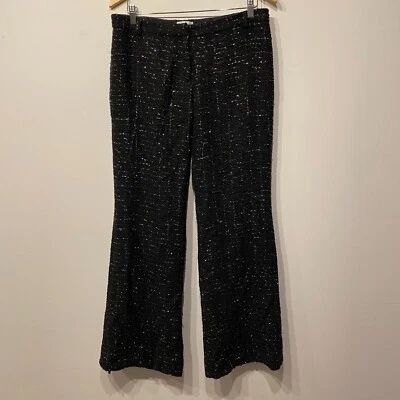 Pantalones de vestir gruesos Shoshanna forrados negros y plateados de mezcla de seda talla grande Foto 1 de 4