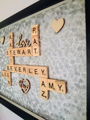Classy Silver personalised Scrabble tiled picture frame. Family namesl gift - Image 1 of 4