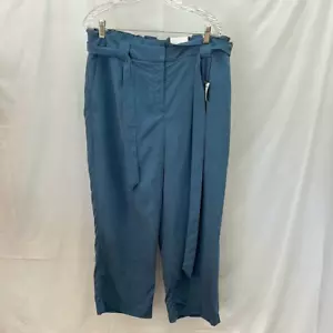 Neu mit Etikett -- Express blaue Leinenhose mit hohem Bund Ankle -- L - Bild 1 von 6