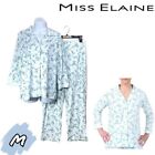 NWT- Miss Elaine Womens M Floral Print Pajama Top & Bottom Set Blue 402800 $75