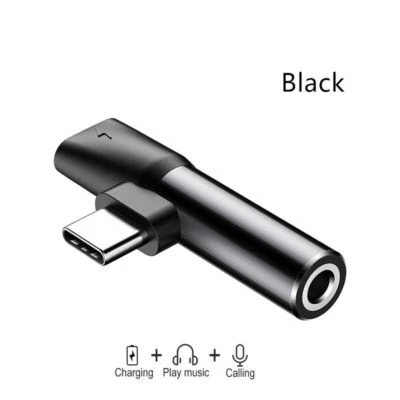 Baseus tipo C carregamento USB-C para conector auxiliar de 3,5 mm adaptador de cabo para Xiaomi Huawei - Imagem 1 de 4
