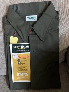 Vintage Oshkosh B'gosh Men's Long Sleeve Snap Front Work Shirt - 17 Reg - NOS - Picture 1 of 8