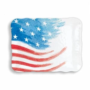 Michel Design Works Large Melamine Cookie Tray Platter 12"x15.5" Red White Blue - Picture 1 of 1