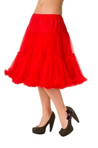 Red 50's Rockabilly Retro Super Soft 23 inches Petticoat Skirt BANNED Apparel - Picture 1 of 1