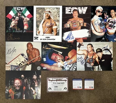 Lot Of 8 ECW Autographed 8x10 Wrestling - RVD Sabu Dreamer New Jack Tanaka COAs - Image 1 of 4