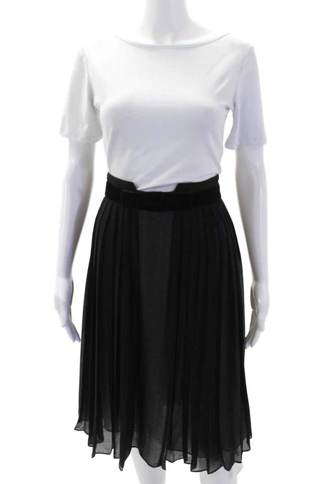 Женская черная плиссированная трапециевидная юбка миди Robert Rodriguez 100% полиэстер размер S - Изображение 1 из 4