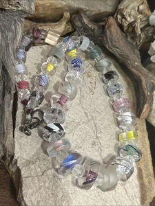 42. Vintage Sterling 925 Ofen Rohr GLAS Perlen Perlen Halskette 21", 118,8 - Bild 1 von 13