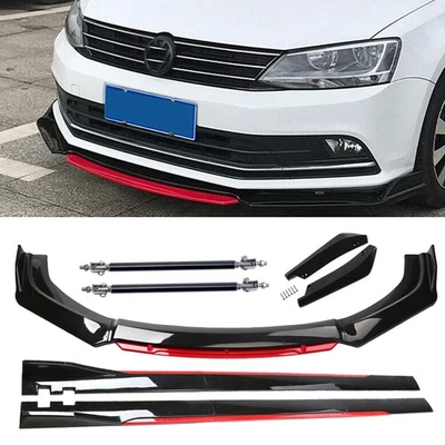 Gloss Black Red Front Lip Chin Bumper Spoiler Splitter For Toyota Yaris Body Kit - Изображение 1 из 4